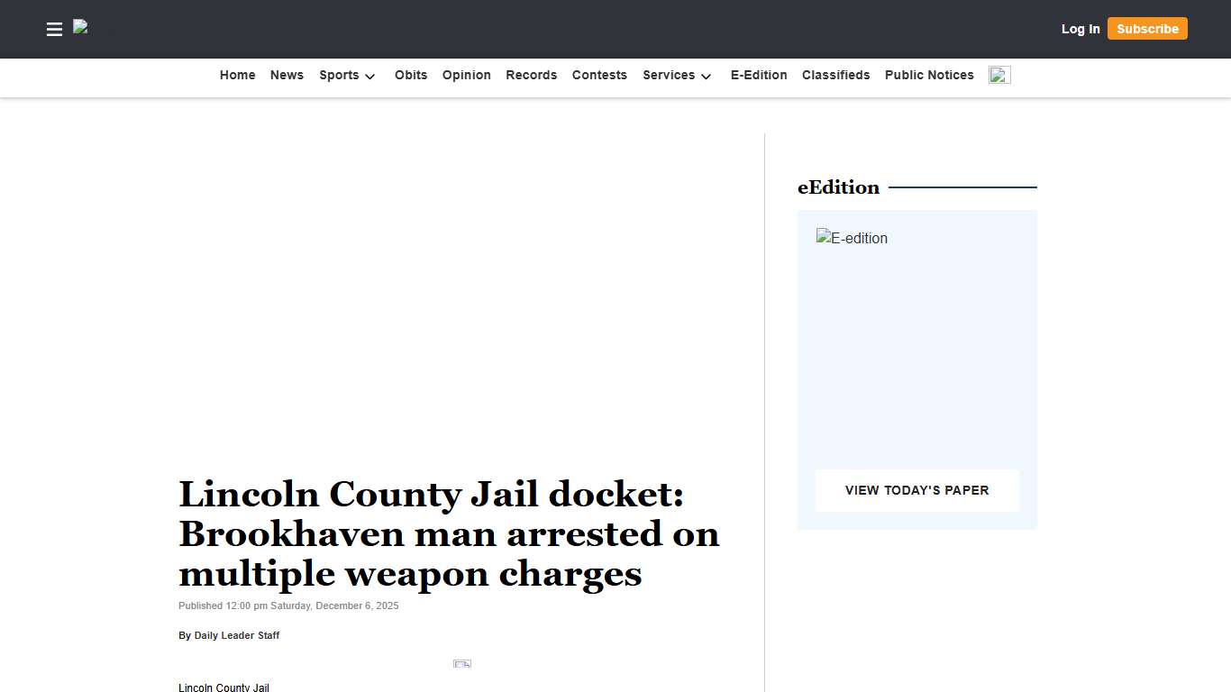 Lincoln County Jail docket: Brookhaven man arrested on multiple weapon charges Daily Leader